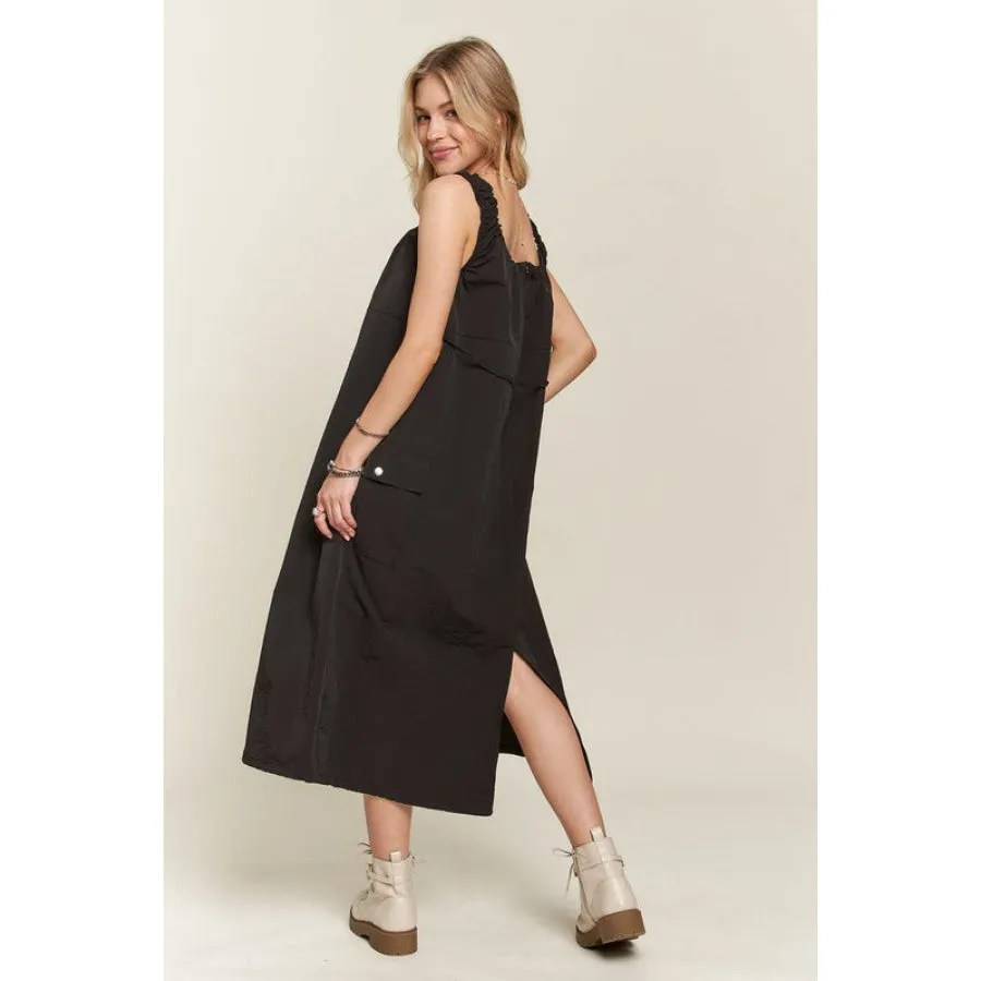 ADORA Drawstring Slit Back Cargo Dress