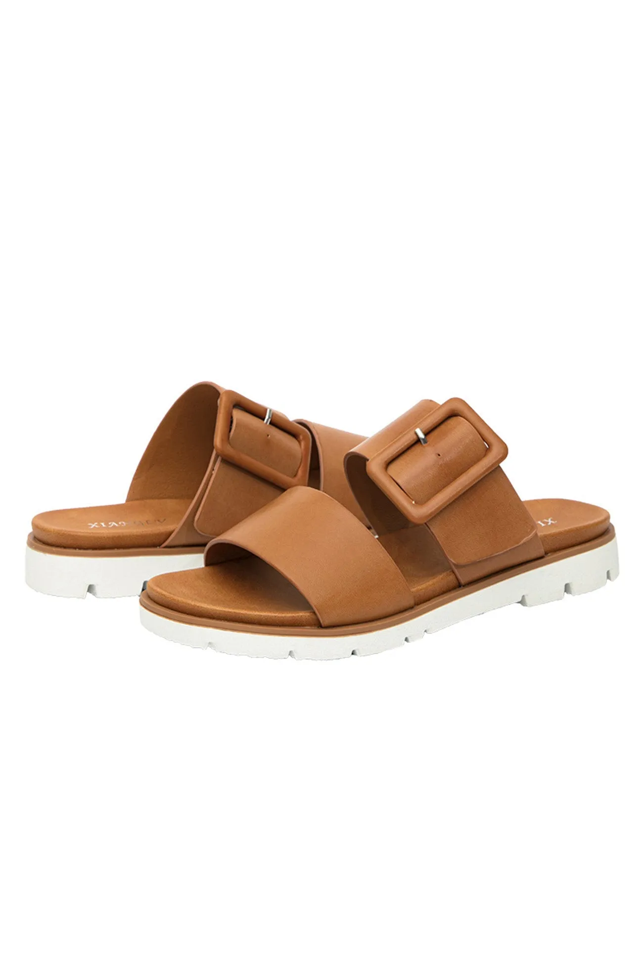 Amozae-Buckle Strap Platform Slide Sandals