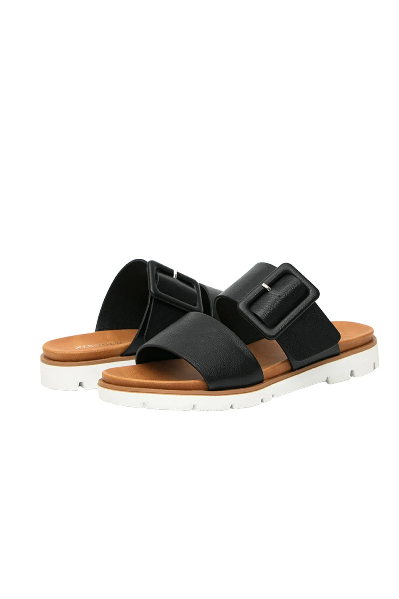 Amozae-Buckle Strap Platform Slide Sandals