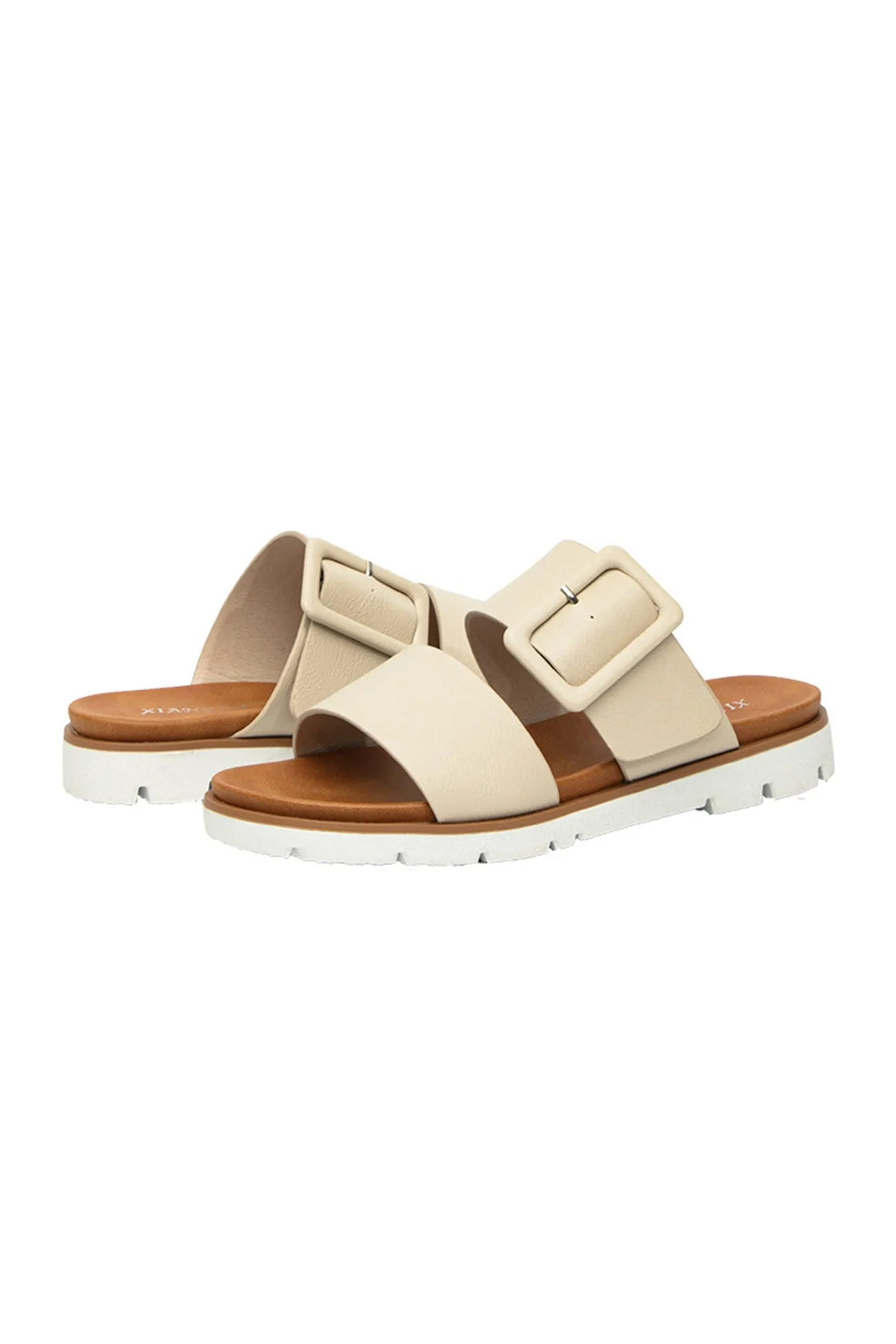 Amozae-Buckle Strap Platform Slide Sandals