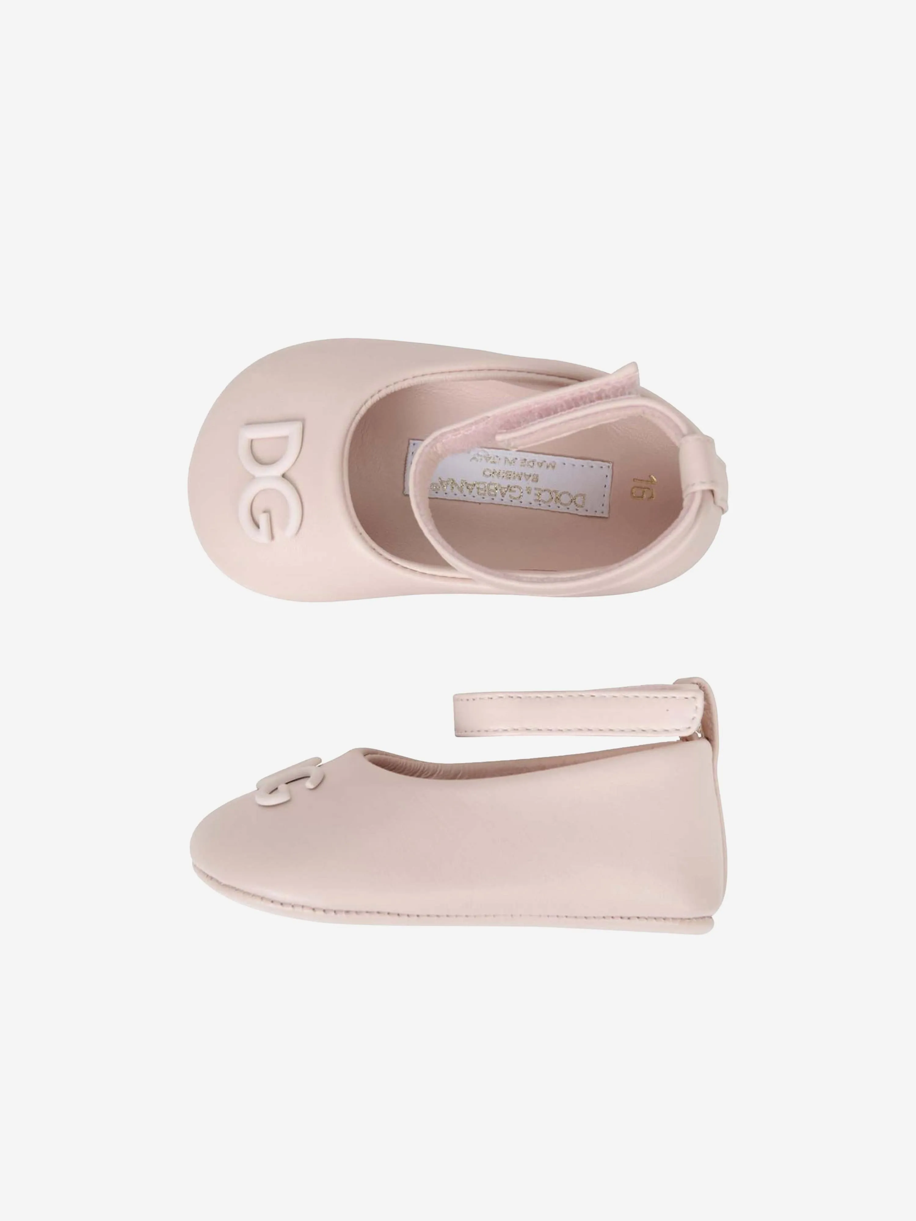 Baby Girls Leather Ballerina Shoes in Pink