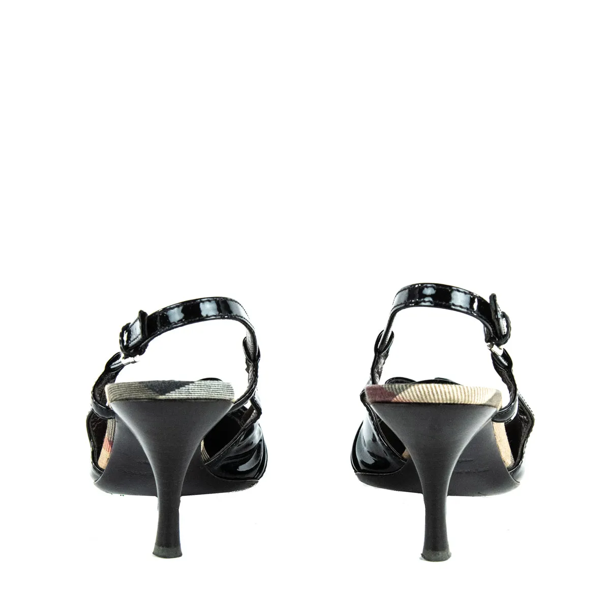 Burberry Black Patent Buckle Slingbacks Size US 7.5 | EU 37.5