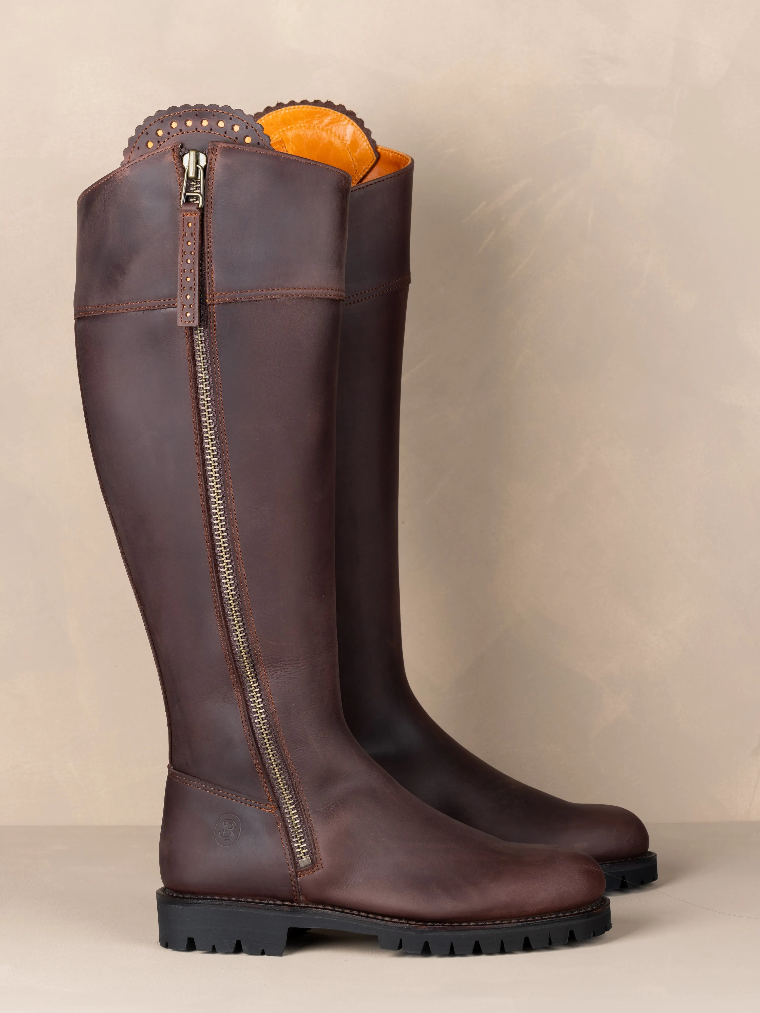 Cascada Full Calf Waterproof Boot Tread Sole - Brown