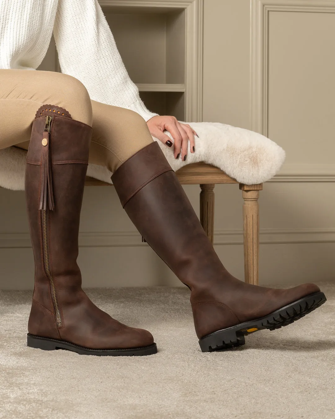 Cascada Full Calf Waterproof Boot Tread Sole - Brown