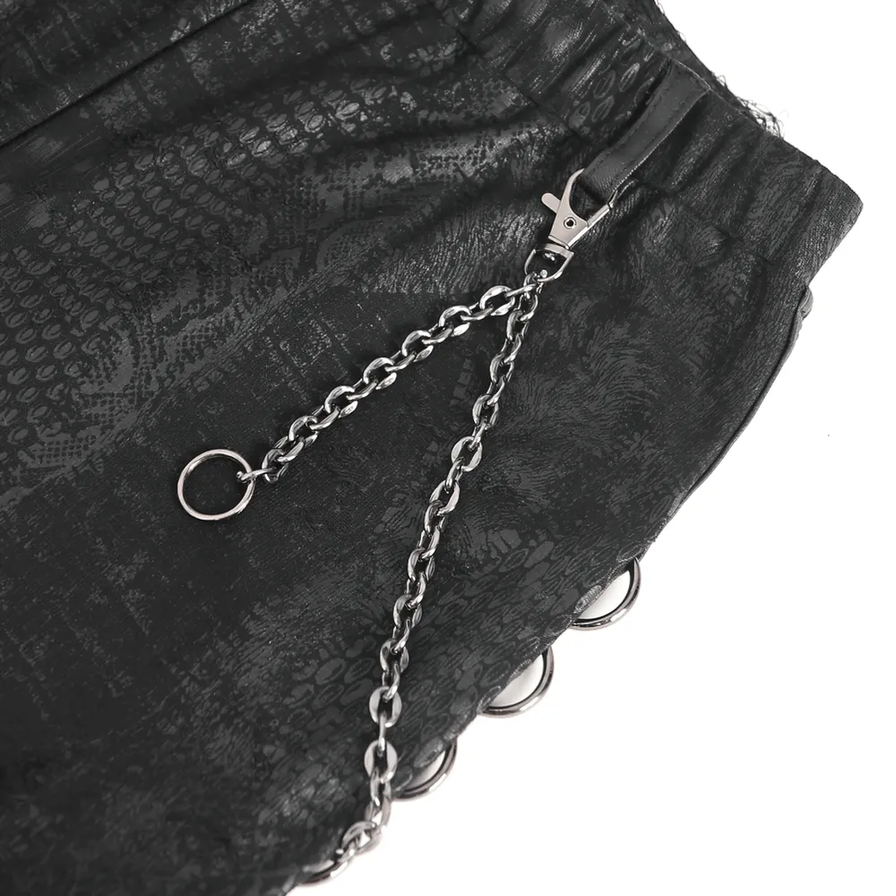 Chic Reptile Print Skinny Leggings with Chain for Women