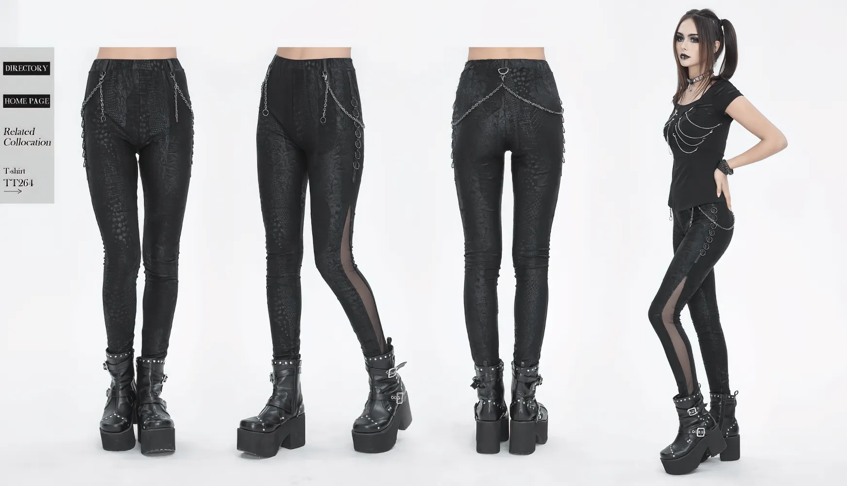 Chic Reptile Print Skinny Leggings with Chain for Women