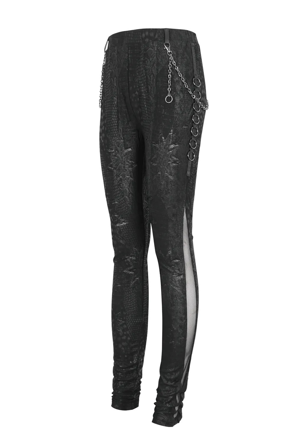 Chic Reptile Print Skinny Leggings with Chain for Women