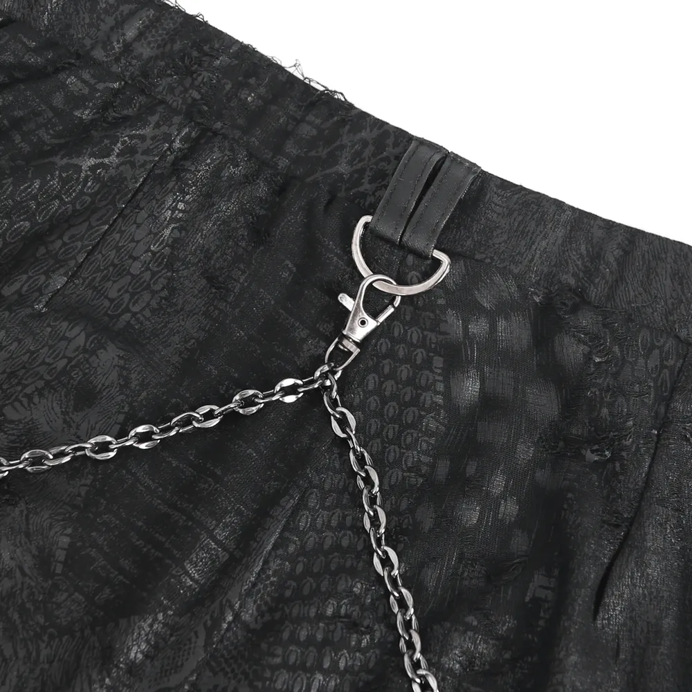 Chic Reptile Print Skinny Leggings with Chain for Women