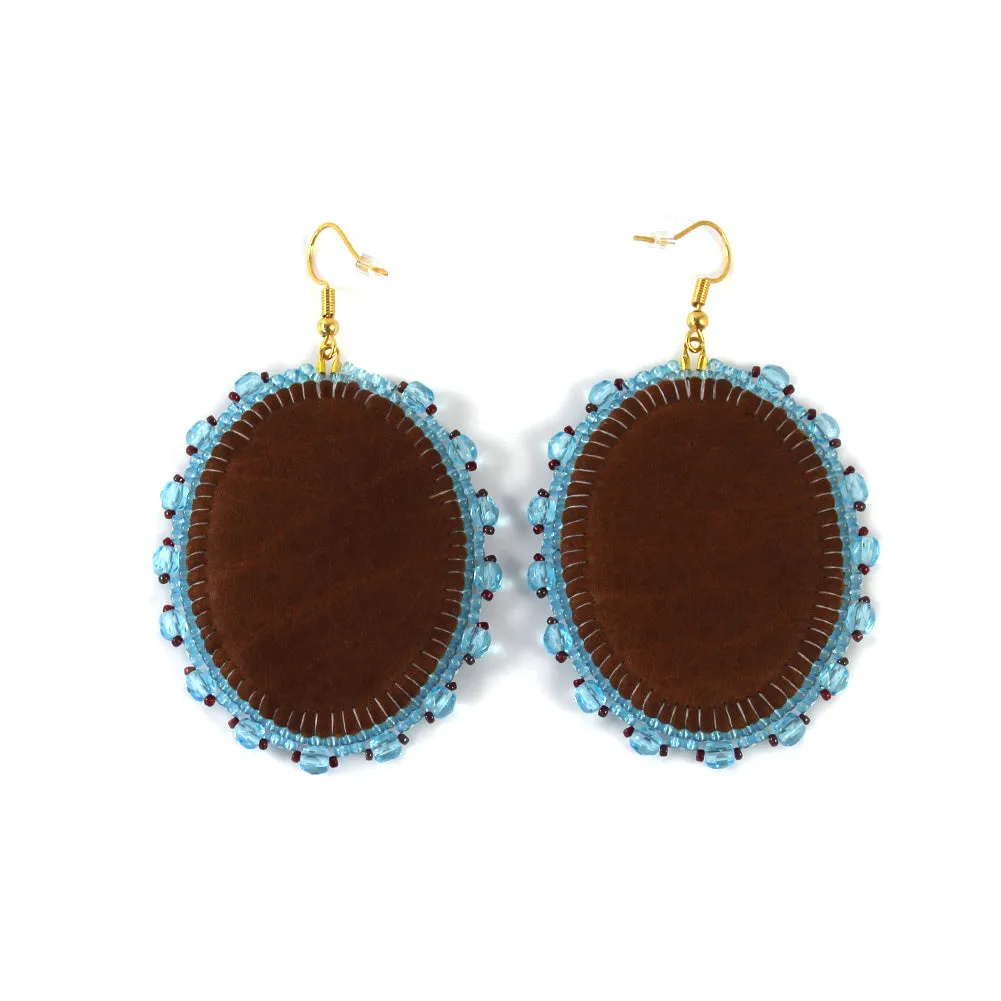 Christina Stonefish Blue Florals Birch Bark Earrings