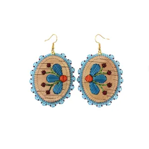 Christina Stonefish Blue Florals Birch Bark Earrings