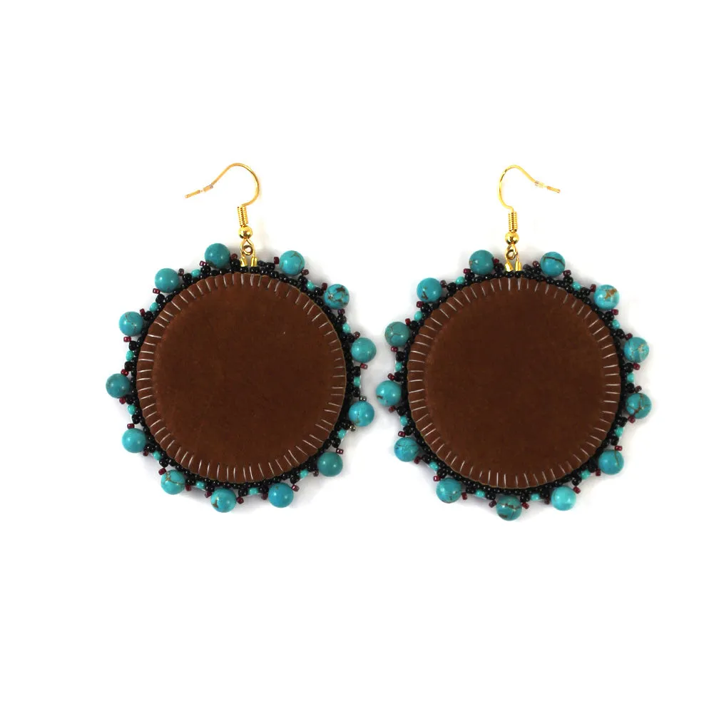 Christina Stonefish Red Florals Birch Bark Earrings