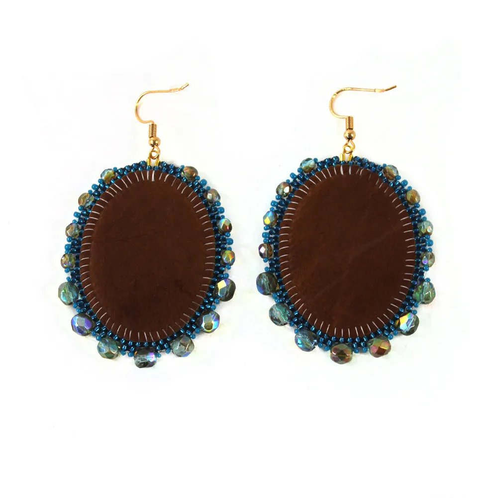 Christina Stonefish Teal Florals Birch Bark Earrings
