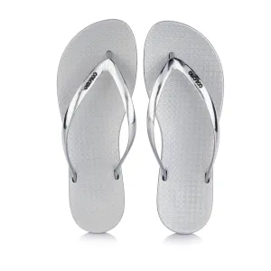 Coloko Dahlia Chrome Metallic Silver Ergonomic Footbed Flip Flops