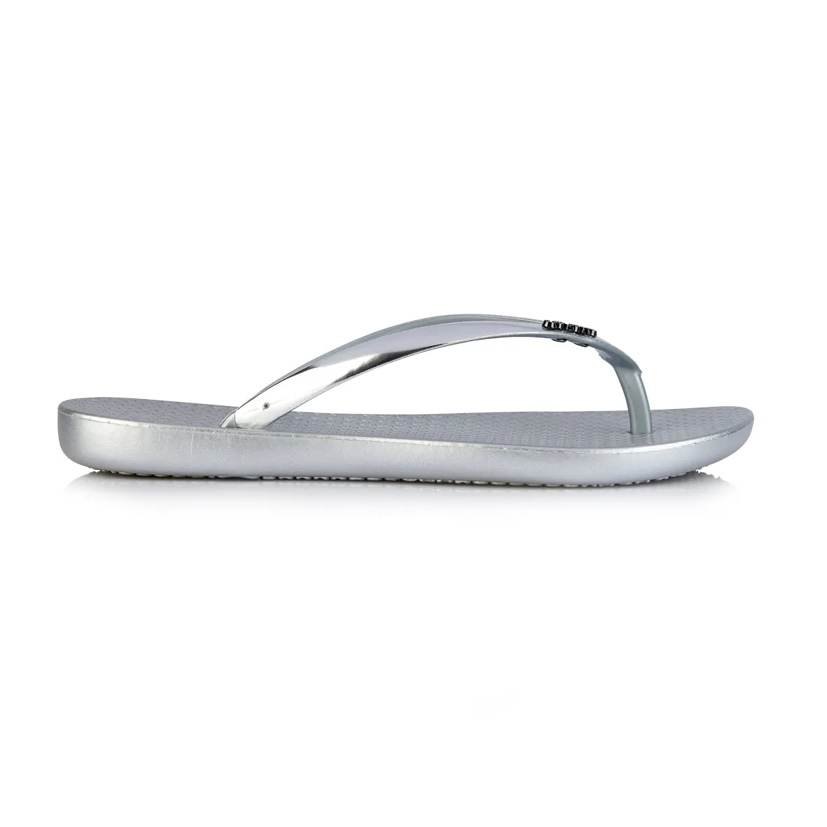 Coloko Dahlia Chrome Metallic Silver Ergonomic Footbed Flip Flops