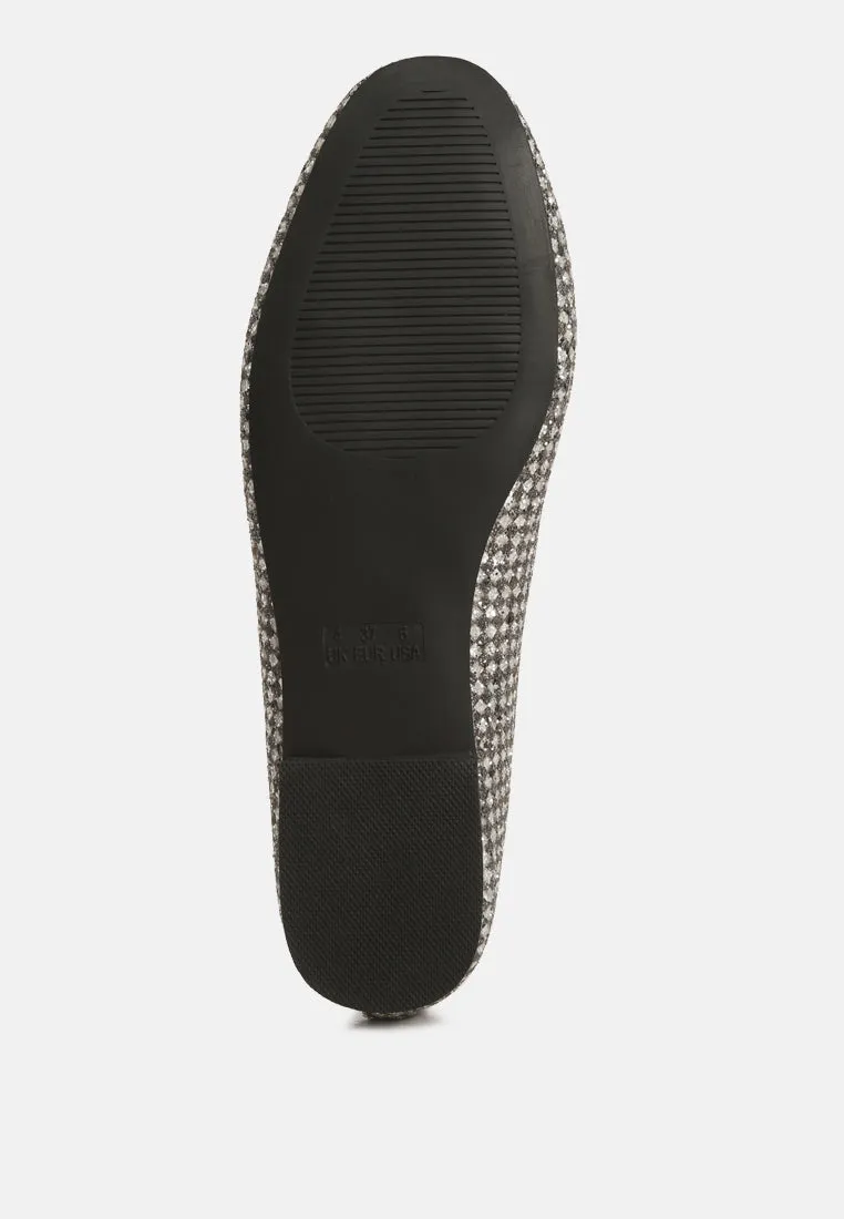 Harriet Glitter Faux Leather Flat Ballerinas