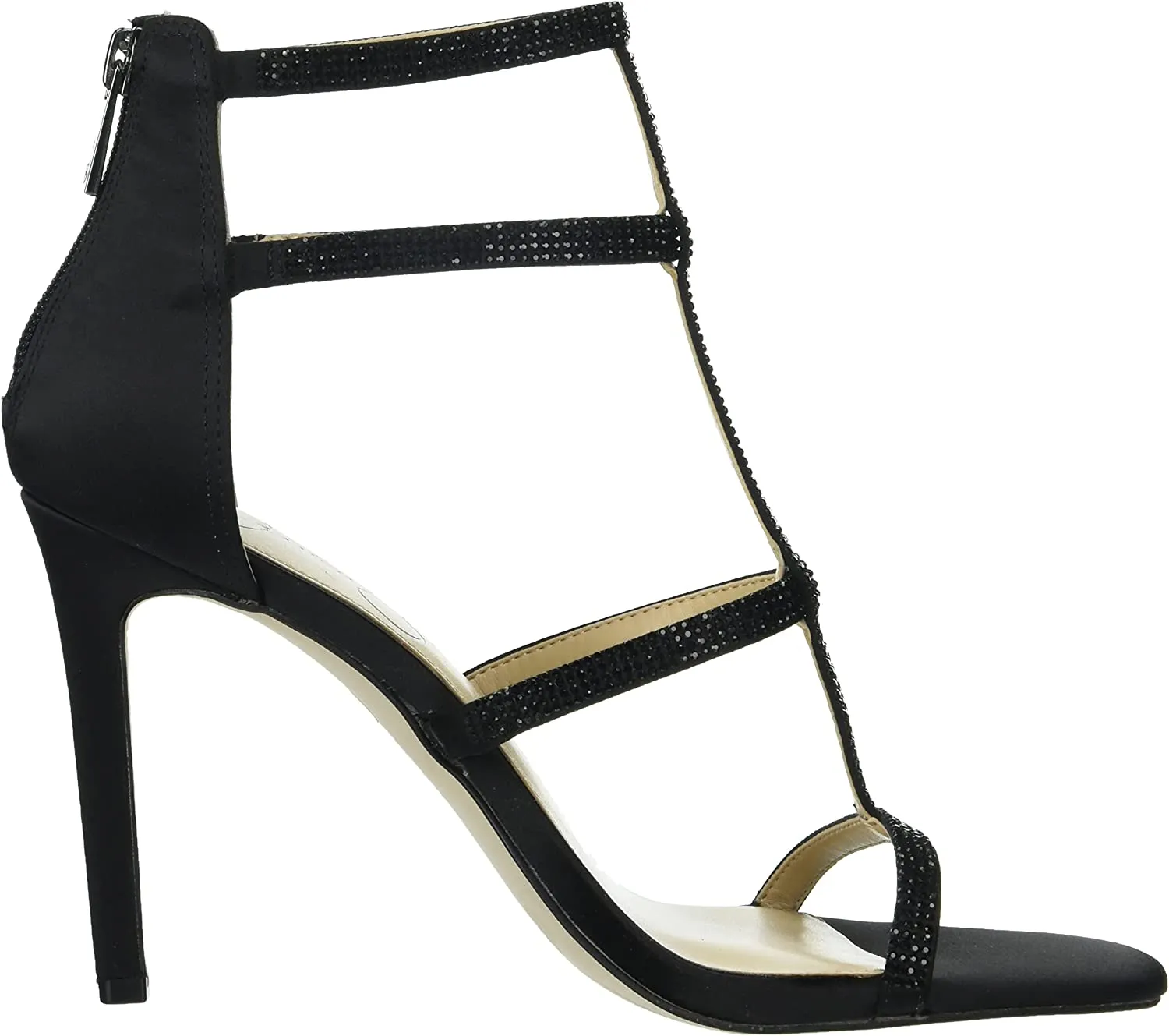 Jessica Simpson Oliana Black Squared Open Toe Stiletto Heel Strappy Heel Sandals