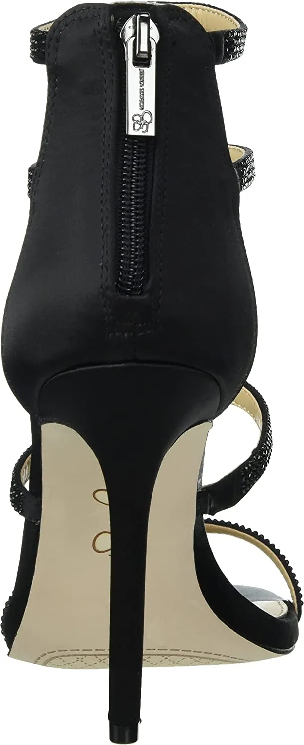 Jessica Simpson Oliana Black Squared Open Toe Stiletto Heel Strappy Heel Sandals