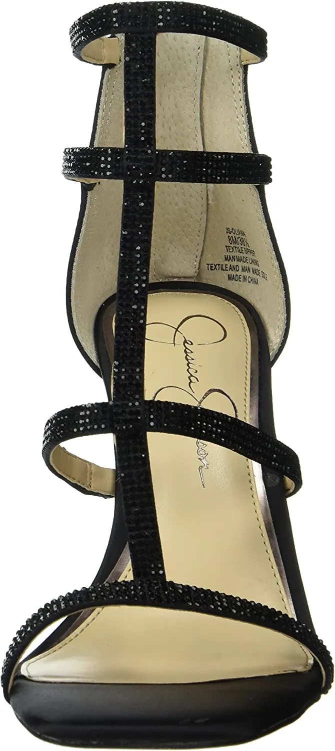 Jessica Simpson Oliana Black Squared Open Toe Stiletto Heel Strappy Heel Sandals