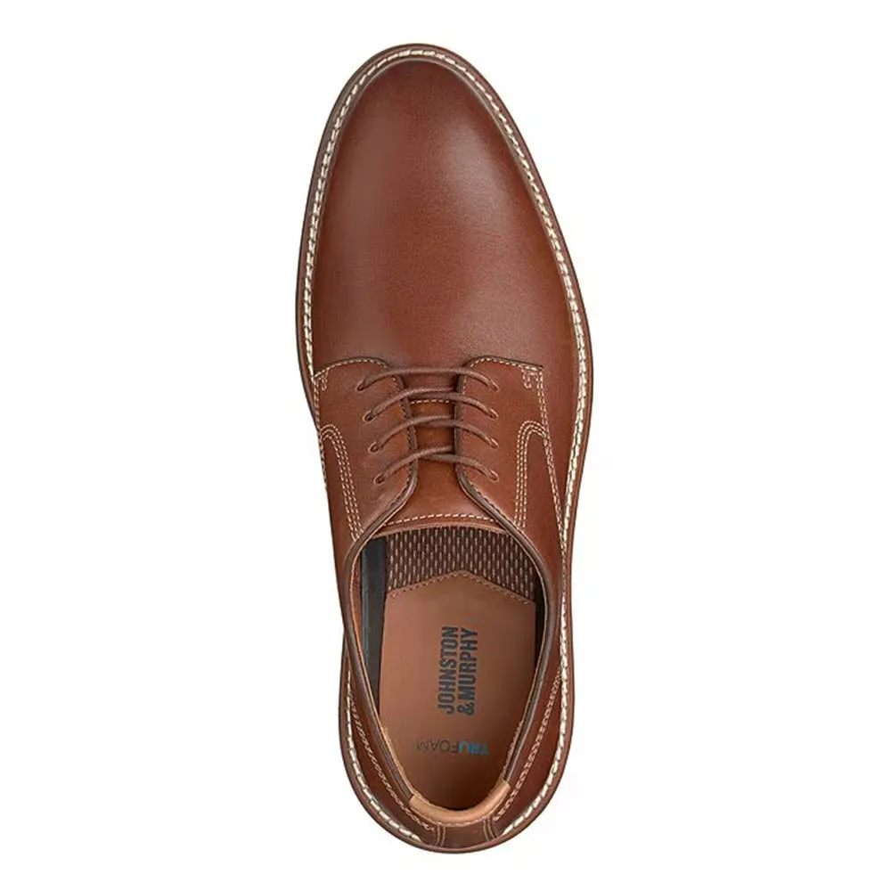 JOHNSTON & MURPHY UPTON PLAIN TOE LACE OXFORD TAN/BLUE - MENS