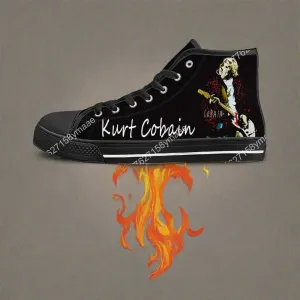 Kurt Cobain High-Top Canvas Sneakers | Custom Casual Shoes for Men, Women, & Teens