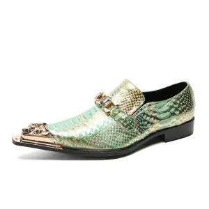 Leather shoes men's cowhide summer British business casual square-toe cowhide brand slip-on set of shoes fashionable loafers