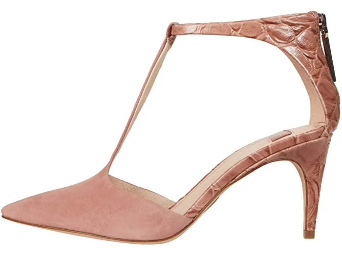 Louise Et Cie KALONA Ankle Strap Pointed-Toe Slim Wrapped Heel Pumps SOFT ROSE