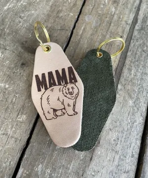 MAMA BEAR Leather & Velvet Keychain