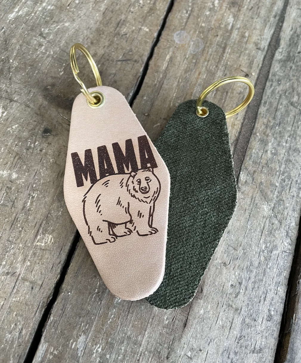 MAMA BEAR Leather & Velvet Keychain