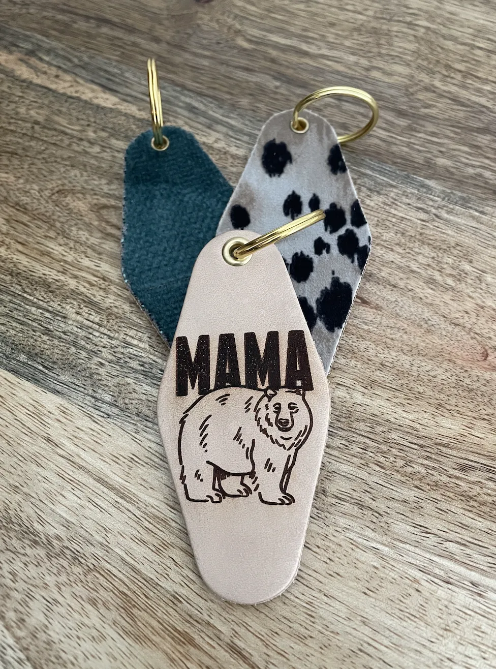 MAMA BEAR Leather & Velvet Keychain