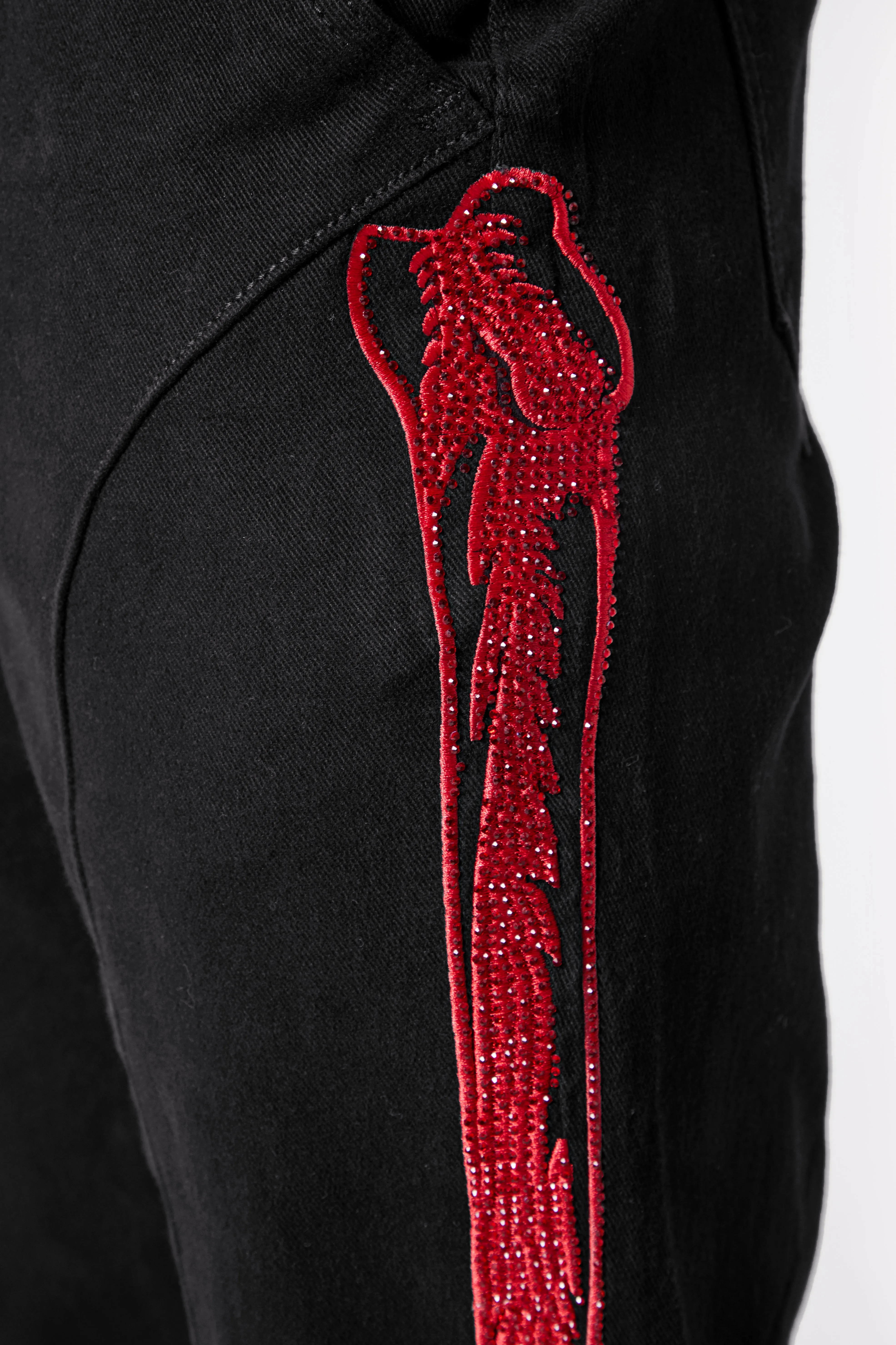Obsidian Black Skeleton Flared Denim V2