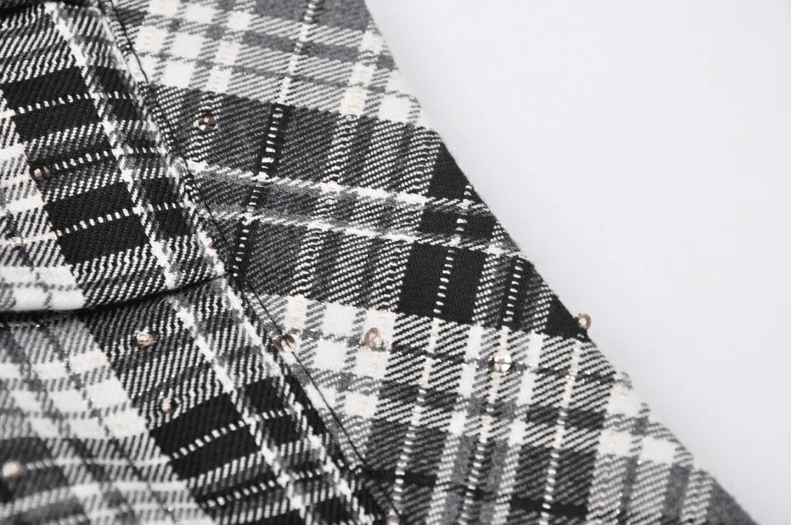 Pleated Gothic Mini Skirt with Black and White Plaid