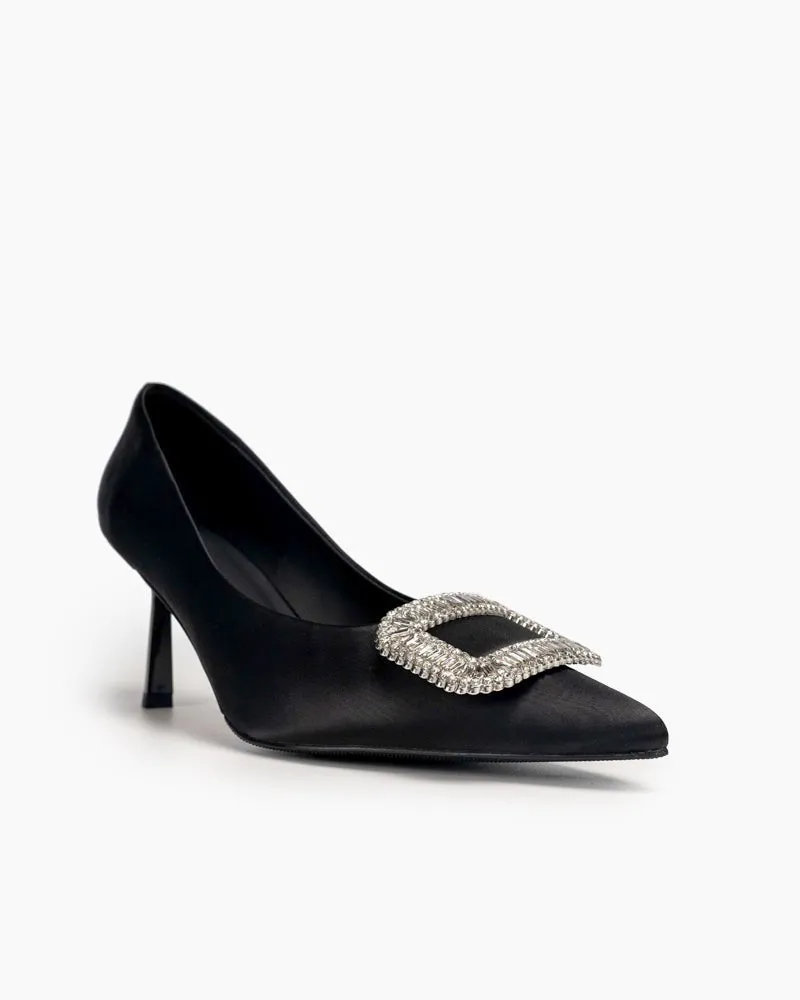 Rhinestone Satin Wedding Stilettos High Heel Pumps