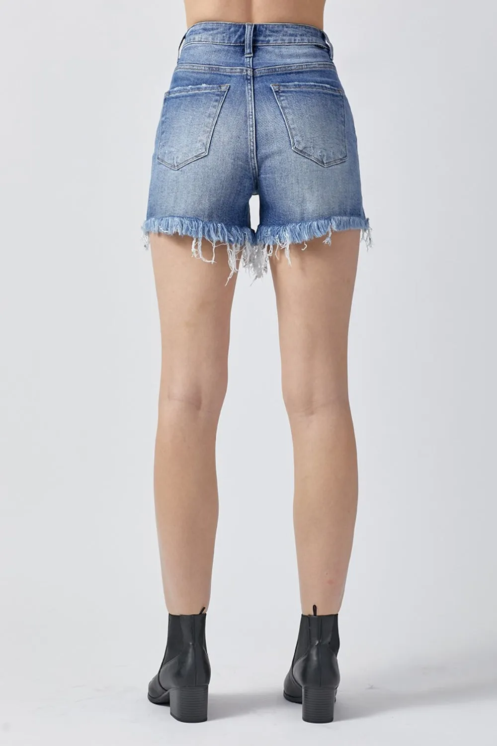 RISEN Criss Cross Waist Denim Shorts
