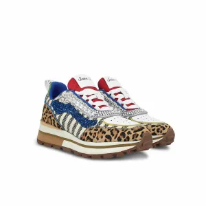 Saint G Multi Leather Handcrafted Embellished Sneakers
