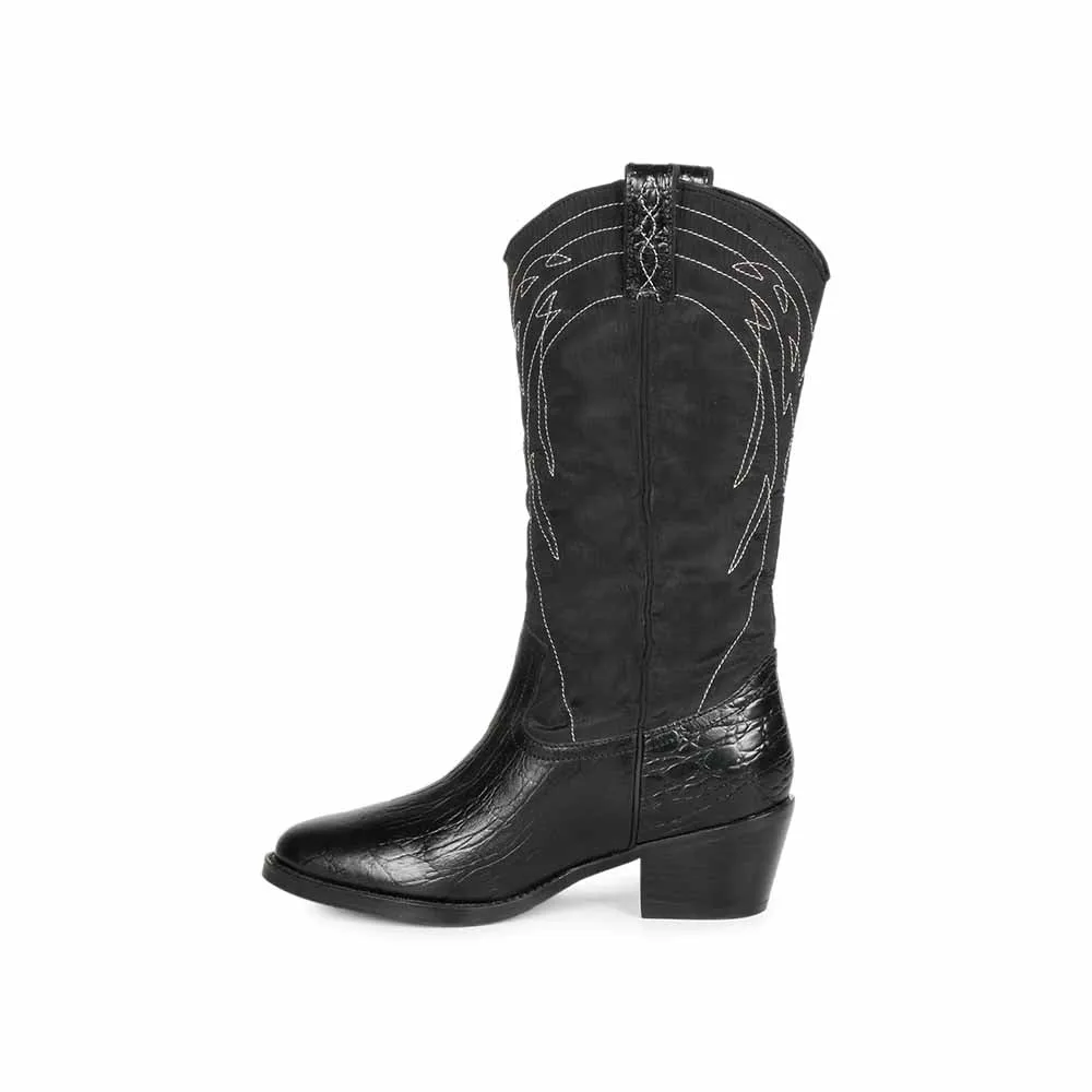Saint G Stitched Black Leather Handcrafted Boots