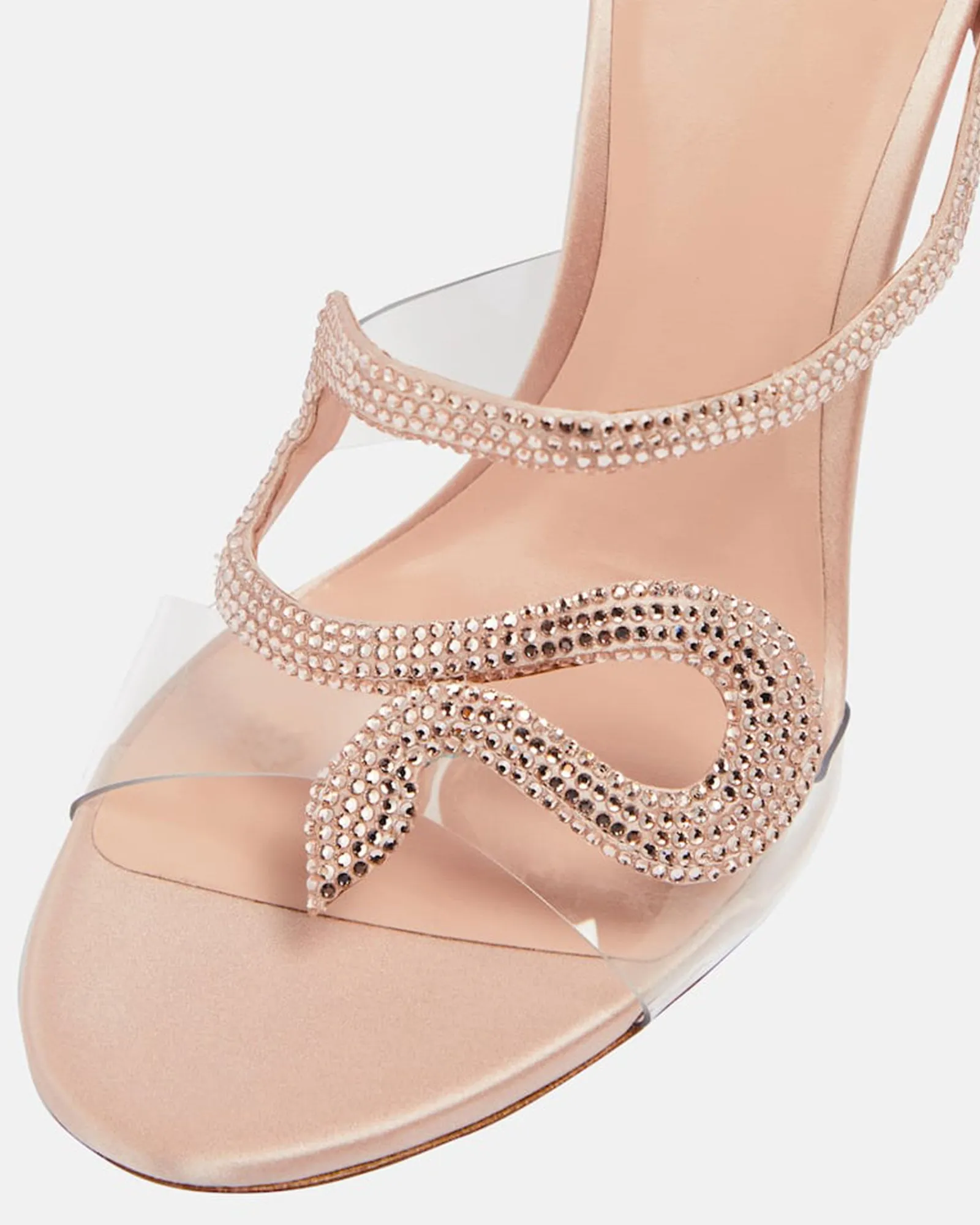 Sarni Rhinestone Snake Sandals in Champagne