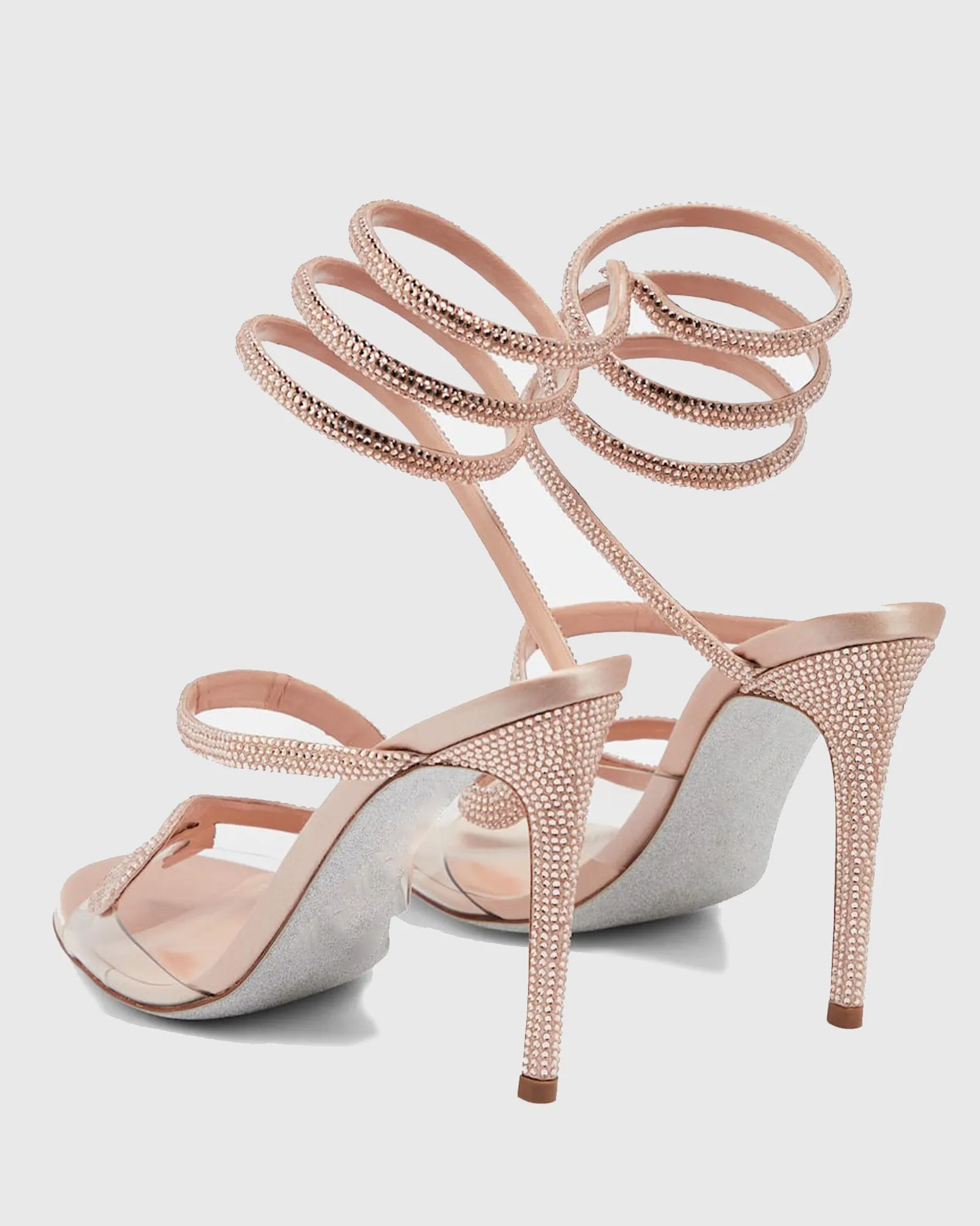 Sarni Rhinestone Snake Sandals in Champagne