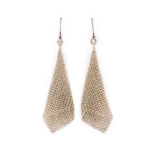 Tiffany & Co. Sterling Silver Elsa Peretti Diamond Mesh Scarf Earrings