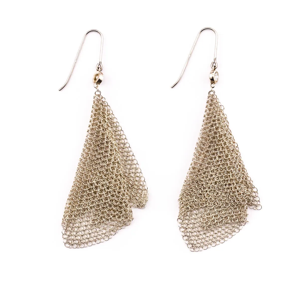 Tiffany & Co. Sterling Silver Elsa Peretti Diamond Mesh Scarf Earrings