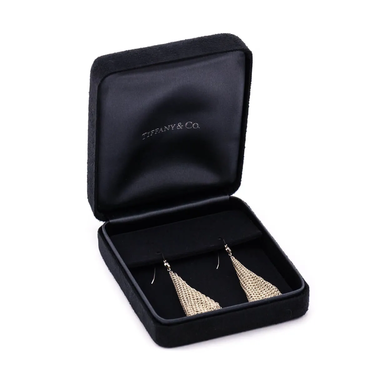 Tiffany & Co. Sterling Silver Elsa Peretti Diamond Mesh Scarf Earrings