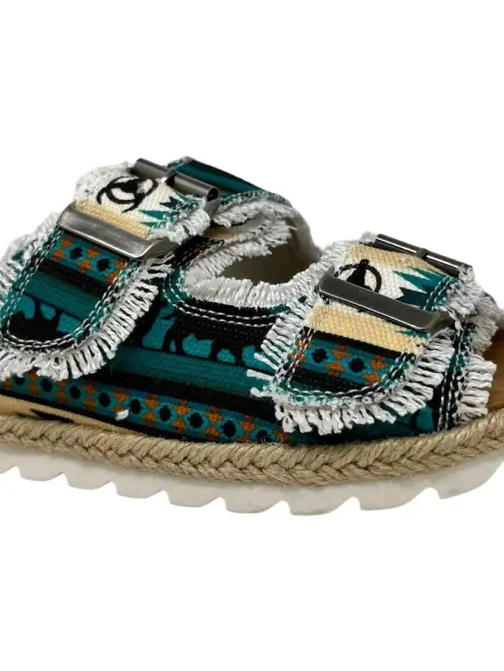 Very G 'Leni' Teal Buffalo Print Sandal