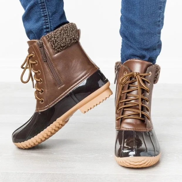 Women Duck Boot Waterproof Zipper Rain Boot