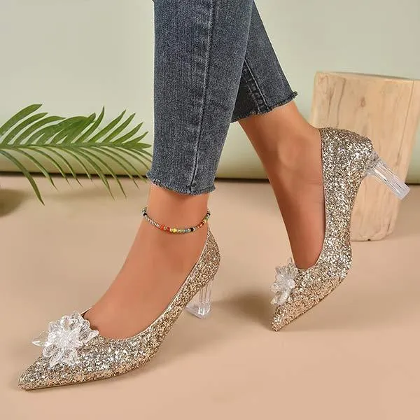 Women's Crystal Pointed-Toe Wedding High Heel Shoes 72396604C