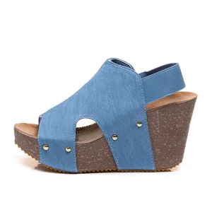 Women‘s Fashionable Retro Western Style Wedge Sandals