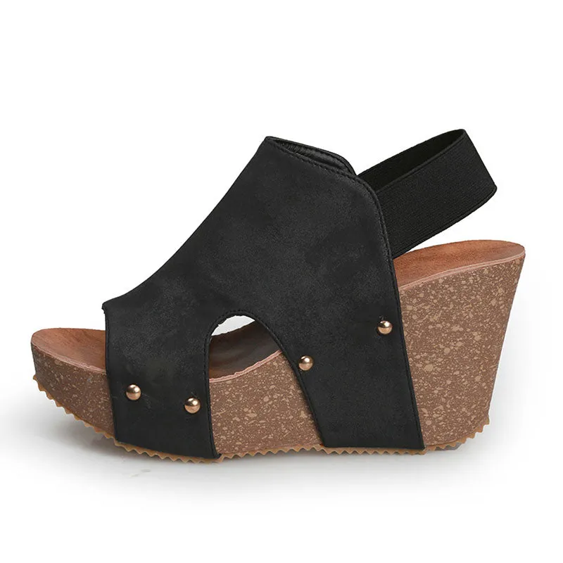 Women‘s Fashionable Retro Western Style Wedge Sandals