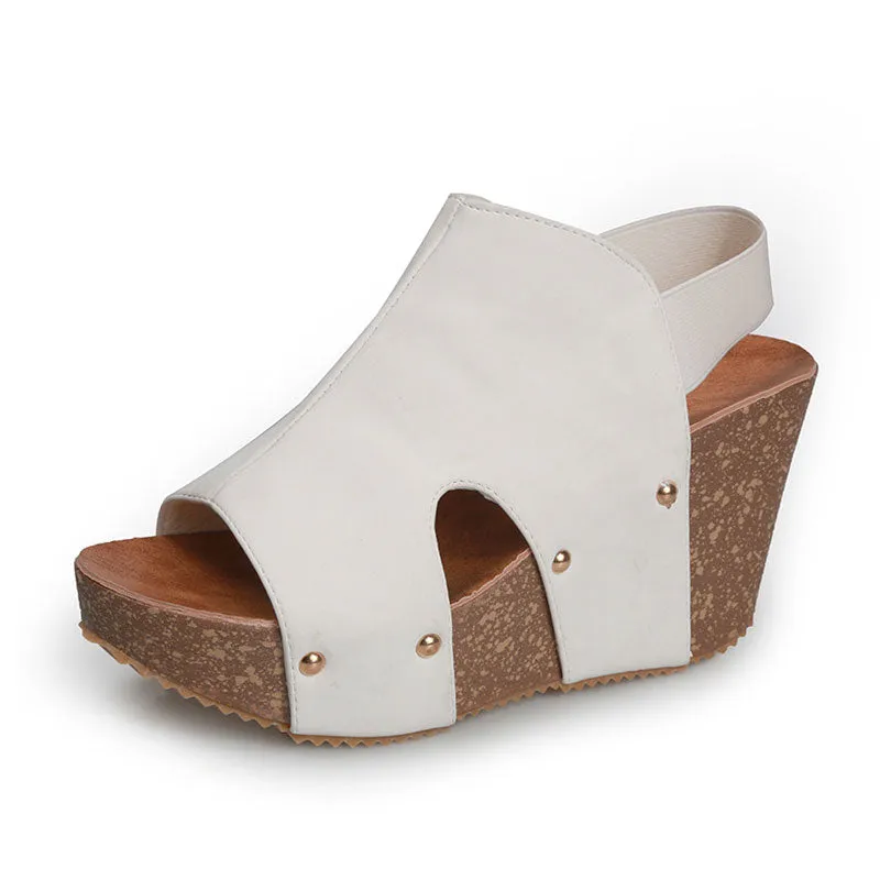Women‘s Fashionable Retro Western Style Wedge Sandals