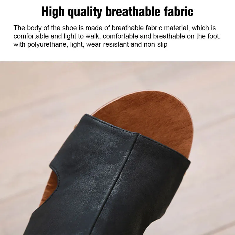 Women‘s Fashionable Retro Western Style Wedge Sandals
