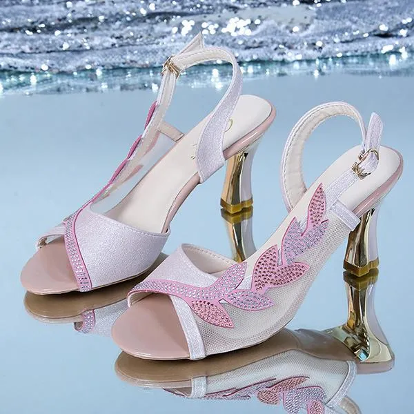 Women's Fashionable Rhinestone Mesh High Heel Sandals 40544008S