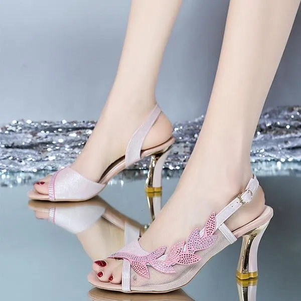 Women's Fashionable Rhinestone Mesh High Heel Sandals 40544008S