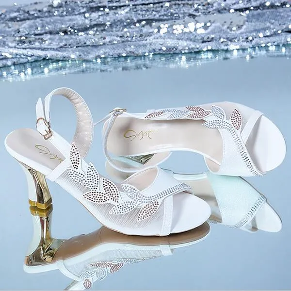 Women's Fashionable Rhinestone Mesh High Heel Sandals 40544008S